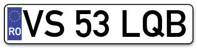 Placuta inmatriculare numar auto  VS-53-LQB, VS 53 LQB, VS53LQB