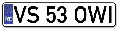Placuta inmatriculare numar auto  VS-53-OWI, VS 53 OWI, VS53OWI