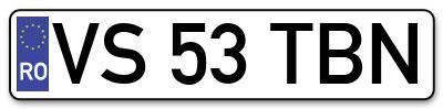 Placuta inmatriculare numar auto  VS-53-TBN, VS 53 TBN, VS53TBN