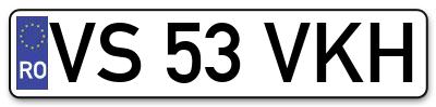 Placuta inmatriculare numar auto  VS-53-VKH, VS 53 VKH, VS53VKH