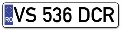 Placuta inmatriculare numar auto  VS-536-DCR, VS 536 DCR, VS536DCR
