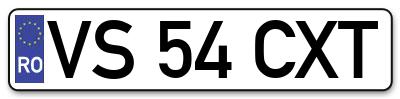 Placuta inmatriculare numar auto  VS-54-CXT, VS 54 CXT, VS54CXT