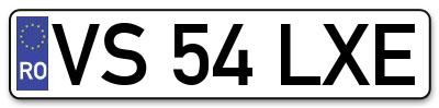 Placuta inmatriculare numar auto  VS-54-LXE, VS 54 LXE, VS54LXE