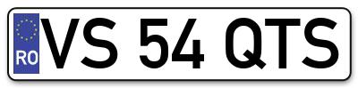 Placuta inmatriculare numar auto  VS-54-QTS, VS 54 QTS, VS54QTS