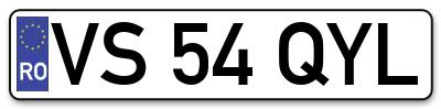 Placuta inmatriculare numar auto  VS-54-QYL, VS 54 QYL, VS54QYL