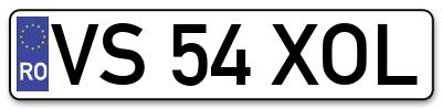 Placuta inmatriculare numar auto  VS-54-XOL, VS 54 XOL, VS54XOL