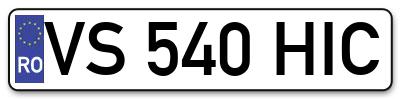 Placuta inmatriculare numar auto  VS-540-HIC, VS 540 HIC, VS540HIC