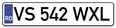 Placuta inmatriculare numar auto  VS-542-WXL, VS 542 WXL, VS542WXL
