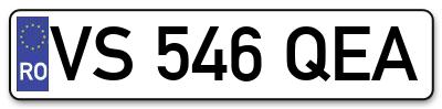 Placuta inmatriculare numar auto  VS-546-QEA, VS 546 QEA, VS546QEA