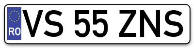 Placuta inmatriculare numar auto  VS-55-ZNS, VS 55 ZNS, VS55ZNS