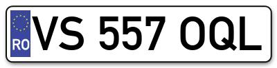Placuta inmatriculare numar auto  VS-557-OQL, VS 557 OQL, VS557OQL