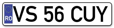 Placuta inmatriculare numar auto  VS-56-CUY, VS 56 CUY, VS56CUY