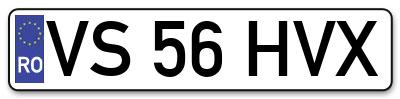 Placuta inmatriculare numar auto  VS-56-HVX, VS 56 HVX, VS56HVX