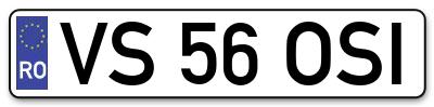Placuta inmatriculare numar auto  VS-56-OSI, VS 56 OSI, VS56OSI