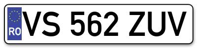 Placuta inmatriculare numar auto  VS-562-ZUV, VS 562 ZUV, VS562ZUV