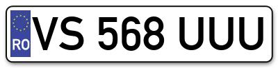 Placuta inmatriculare numar auto  VS-568-UUU, VS 568 UUU, VS568UUU