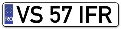 Placuta inmatriculare numar auto  VS-57-IFR, VS 57 IFR, VS57IFR