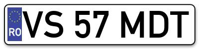Placuta inmatriculare numar auto  VS-57-MDT, VS 57 MDT, VS57MDT