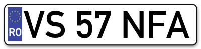 Placuta inmatriculare numar auto  VS-57-NFA, VS 57 NFA, VS57NFA