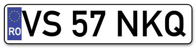 Placuta inmatriculare numar auto  VS-57-NKQ, VS 57 NKQ, VS57NKQ