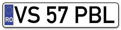 Placuta inmatriculare numar auto  VS-57-PBL, VS 57 PBL, VS57PBL
