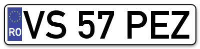 Placuta inmatriculare numar auto  VS-57-PEZ, VS 57 PEZ, VS57PEZ