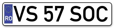 Placuta inmatriculare numar auto  VS-57-SOC, VS 57 SOC, VS57SOC