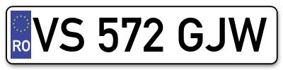 Placuta inmatriculare numar auto  VS-572-GJW, VS 572 GJW, VS572GJW