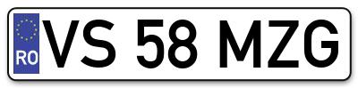 Placuta inmatriculare numar auto  VS-58-MZG, VS 58 MZG, VS58MZG