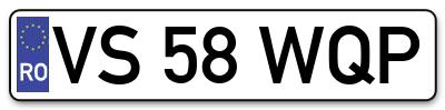 Placuta inmatriculare numar auto  VS-58-WQP, VS 58 WQP, VS58WQP