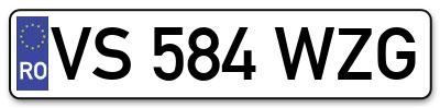 Placuta inmatriculare numar auto  VS-584-WZG, VS 584 WZG, VS584WZG