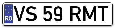 Placuta inmatriculare numar auto  VS-59-RMT, VS 59 RMT, VS59RMT