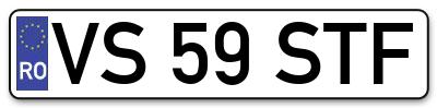 Placuta inmatriculare numar auto  VS-59-STF, VS 59 STF, VS59STF