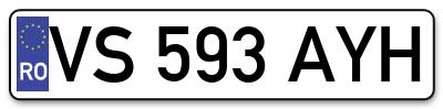 Placuta inmatriculare numar auto  VS-593-AYH, VS 593 AYH, VS593AYH