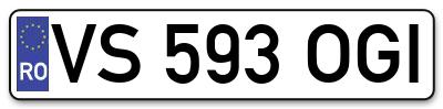 Placuta inmatriculare numar auto  VS-593-OGI, VS 593 OGI, VS593OGI