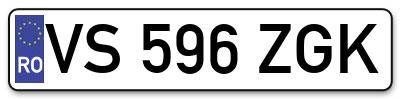 Placuta inmatriculare numar auto  VS-596-ZGK, VS 596 ZGK, VS596ZGK