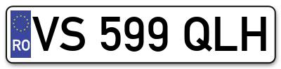 Placuta inmatriculare numar auto  VS-599-QLH, VS 599 QLH, VS599QLH