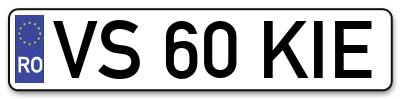 Placuta inmatriculare numar auto  VS-60-KIE, VS 60 KIE, VS60KIE