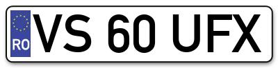 Placuta inmatriculare numar auto  VS-60-UFX, VS 60 UFX, VS60UFX