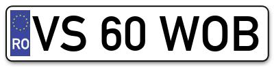Placuta inmatriculare numar auto  VS-60-WOB, VS 60 WOB, VS60WOB