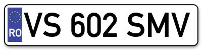 Placuta inmatriculare numar auto  VS-602-SMV, VS 602 SMV, VS602SMV