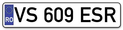 Placuta inmatriculare numar auto  VS-609-ESR, VS 609 ESR, VS609ESR