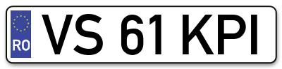 Placuta inmatriculare numar auto  VS-61-KPI, VS 61 KPI, VS61KPI