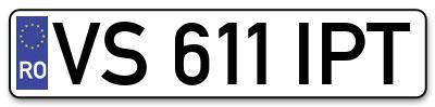 Placuta inmatriculare numar auto  VS-611-IPT, VS 611 IPT, VS611IPT