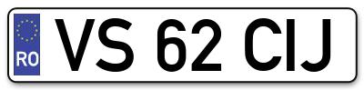 Placuta inmatriculare numar auto  VS-62-CIJ, VS 62 CIJ, VS62CIJ