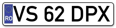Placuta inmatriculare numar auto  VS-62-DPX, VS 62 DPX, VS62DPX