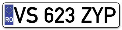 Placuta inmatriculare numar auto  VS-623-ZYP, VS 623 ZYP, VS623ZYP