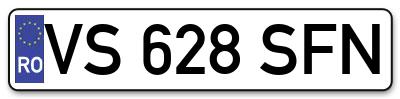 Placuta inmatriculare numar auto  VS-628-SFN, VS 628 SFN, VS628SFN