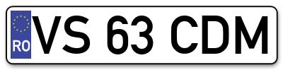 Placuta inmatriculare numar auto  VS-63-CDM, VS 63 CDM, VS63CDM