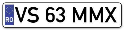 Placuta inmatriculare numar auto  VS-63-MMX, VS 63 MMX, VS63MMX
